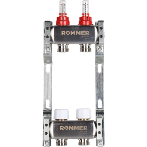 ROMMER RMS-1200-000002 ROMMER Коллектор из нержавеющей стали с расходомерами 2 вых