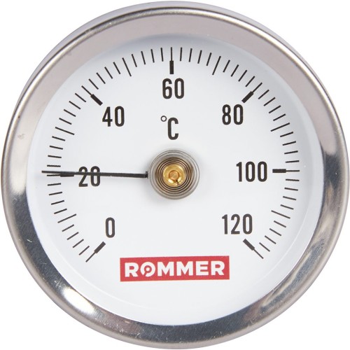 RIM-0004-630015 Термометр ROMMER биметаллический накладной с пружиной. Корпус Dn 63 мм, 0...120°С, 1 -2