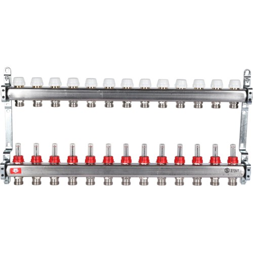 STOUT Коллектор из нержавеющей стали с расходомерами 13 вых