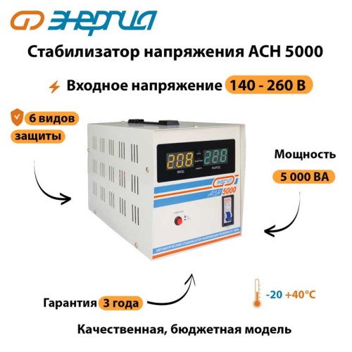 Однофазный стабилизатор напряжения Энергия АСН 5000