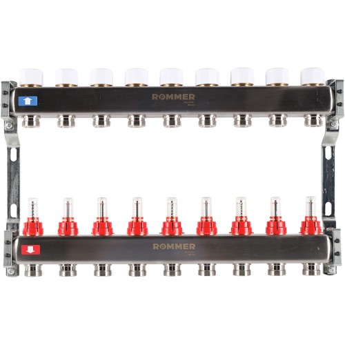 ROMMER RMS-1200-000009 ROMMER Коллектор из нержавеющей стали с расходомерами 9 вых