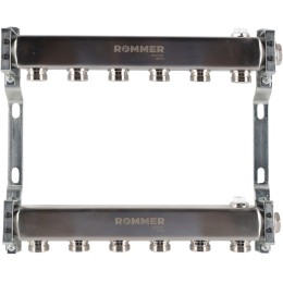 ROMMER RMS-4401-000006 ROMMER Коллектор из нержавеющей стали для радиаторной разводки 6 вых