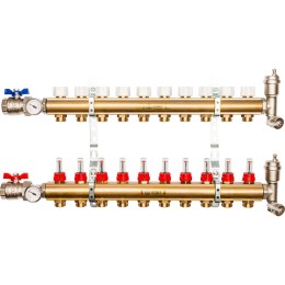 STOUT Распределительный коллектор из латуни с расходомерами 10 вых