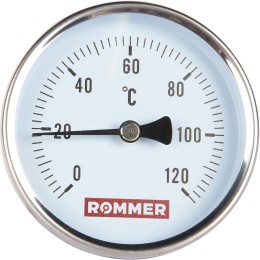 RIM-0001-807515 Термометр ROMMER биметаллический с погружной гильзой. Корпус Dn 80 мм, гильза 75 мм 1/2 , 0...120°С