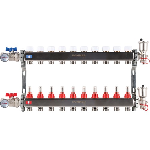 ROMMER RMS-1210-000010 ROMMER Коллектор из нержавеющей стали в сборе с расходомерами 10 вых