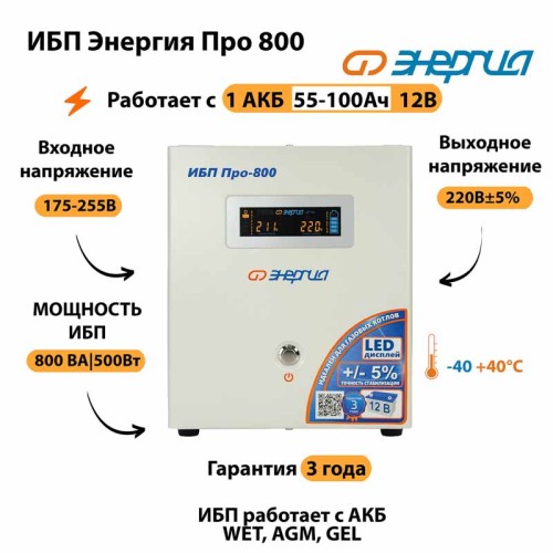 Энергия ИБП Про 800 12В